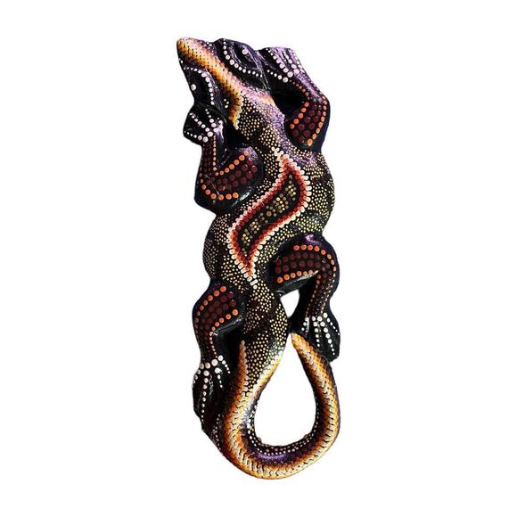 Gecko/Lizard Bali Handpainted Wall Plaque - Picture 1 of 6